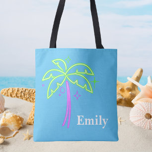 Tote Bag Monogramme Moderne Palmier Branché Mignon