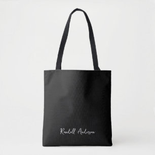 Tote Bag Monogramme moderne tendance Noir Nom de script
