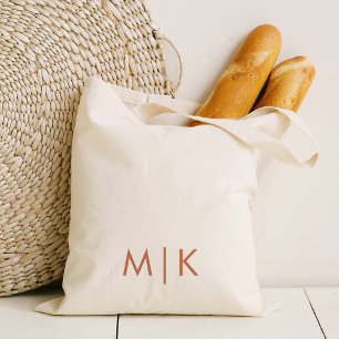 Tote Bag Monogramme moderne   Texte Boho Terracotta