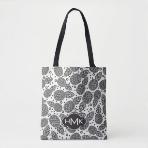Tote Bag Monogramme monochrome des ananas  
