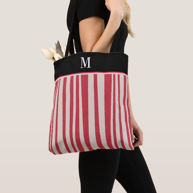 Tote Bag Monogramme Motif blanc rouge (De près)