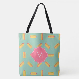 Tote Bag Monogramme Motif de chiens chauds