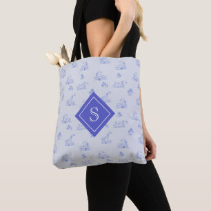 Tote Bag Monogramme Motif de l'orignal de campagne mignonne