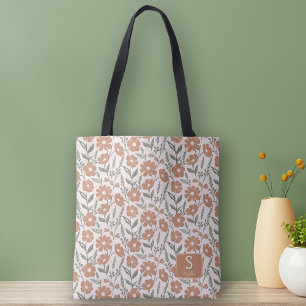 Tote Bag Monogramme Motif de marguerite rétro