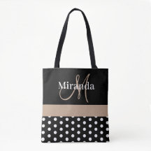 Monogramme noir blanc beige Pois