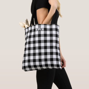 Tote Bag Monogramme noir blanc de Buffalo plaqué