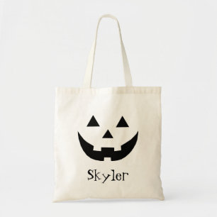 Tote Bag Monogramme noir Jack-o'-lantern mignon Halloween