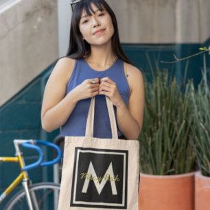 Tote Bag Monogramme noir personnalisé
