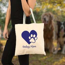 Tote Bag Monogramme Nom Maman Chien Empreinte de Patte et C