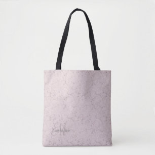 Tote Bag Monogramme Nom personnalisé Design en marbre rose