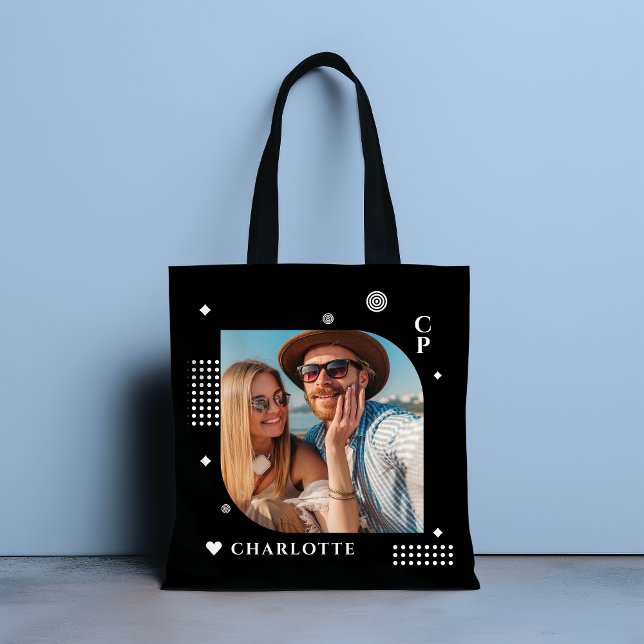 Tote Bag Monogramme Nom Photo Tendance Simple Moderne (Créateur téléchargé)