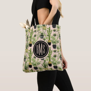 Tote Bag Monogramme   Oasis intérieure   Motif de ligne Pla