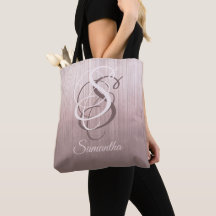 Monogramme ombré rustique rayé or rose