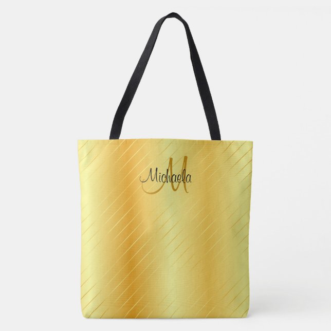 Tote Bag Monogramme or look élégant Modèle moderne (Devant)