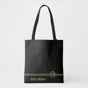 Tote Bag Monogramme or sur arrière - plan noir