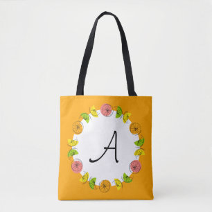 Tote Bag Monogramme orange Citrus Circle sur fourre-tout