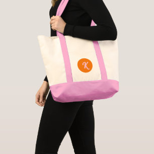 Tote Bag Monogramme orange et rose