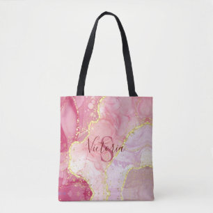 Tote Bag Monogramme Parties scintillant rose