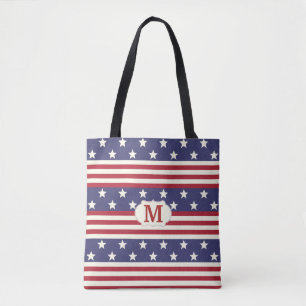 Tote Bag Monogramme patriotique de drapeau américain de