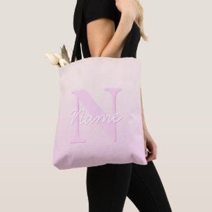Tote Bag Monogramme personnalisable   Ombre de la pêche et 