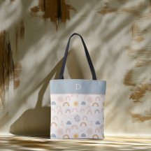 Monogramme personnalisé avec arc-en-ciel pastel et