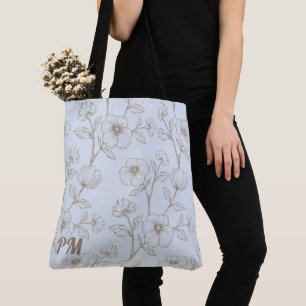 Tote Bag Monogramme Personnalisé Bleu