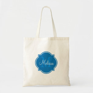 Tote Bag Monogramme personnalisé bleu éblouissant Fourre-to