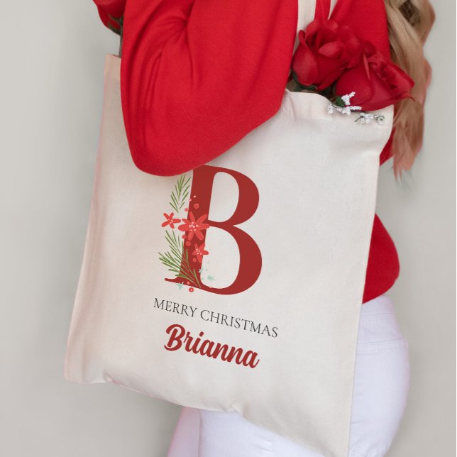 Tote Bag Monogramme personnalisé cadeau de Noël (Créateur téléchargé)