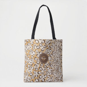Tote Bag Monogramme personnalisé Cheetah Imprimer Motif ani