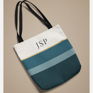 Tote Bag Monogramme Personnalisé   Design Élégant Rayé