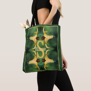 Tote Bag Monogramme personnalisé initial nom Art de lys sau