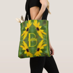 Tote Bag Monogramme personnalisé initial nom Black Eyed Sus