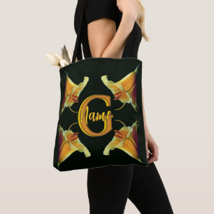 Tote Bag Monogramme personnalisé initial Nom Fleurs de Lys