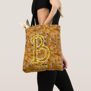 Tote Bag Monogramme personnalisé initiale nom canards en ca