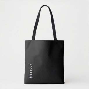 Tote Bag monogramme personnalisé, noir moderne et blanc