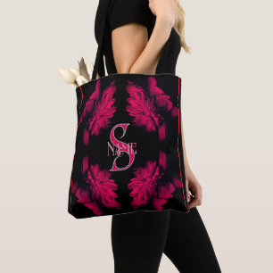 Tote Bag Monogramme personnalisé Votre initiale Nom Art flo
