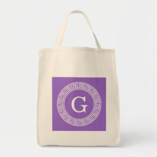 Tote Bag Monogramme principal grec blanc d'initiale de