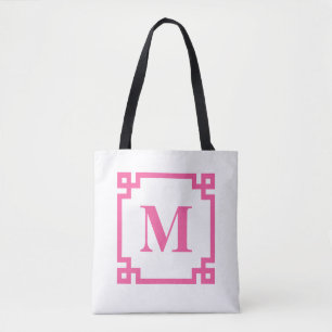 Tote Bag Monogramme principal grec de coutume de frontière