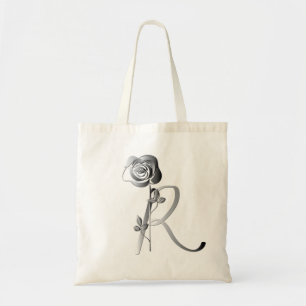 Tote Bag Monogramme R manuscrit avec Rose