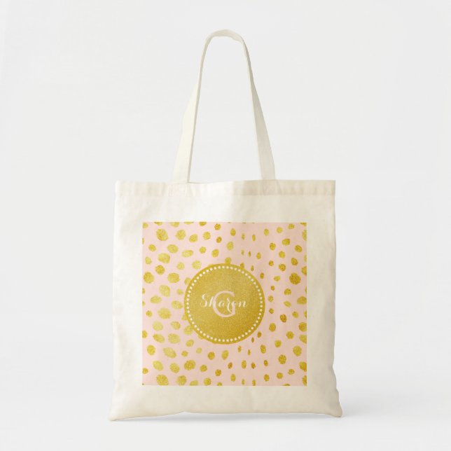 Tote Bag Monogramme rose chic d'impression de guépard de (Devant)