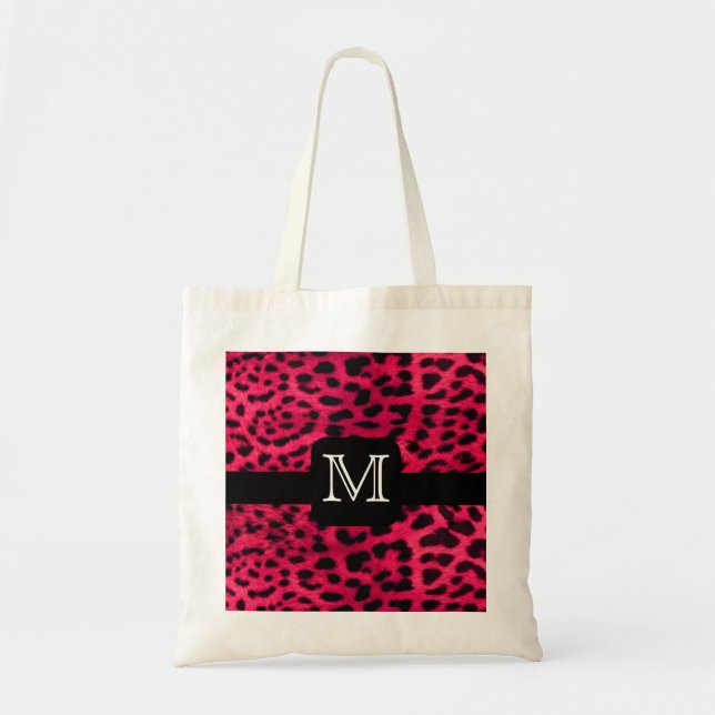 Tote Bag Monogramme rose de léopard (Devant)