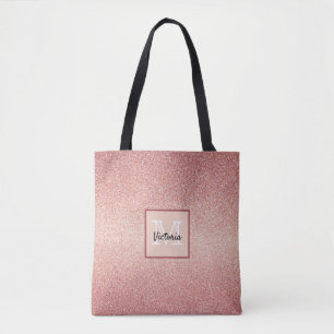 Tote Bag monogramme rose parties scintillant or