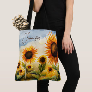 Tote Bag Monogramme Rustique Whimsical Watercolor