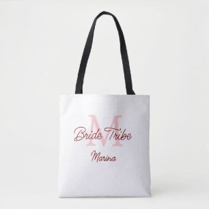 Tote Bag Monogramme simple de la tribu de la mariée rouge m
