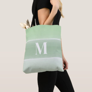 Tote Bag Monogramme Tendance Initiale Design Vert Grandes