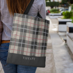 Tote Bag Monogramme Thompson Camel Tartan Plaid Motif