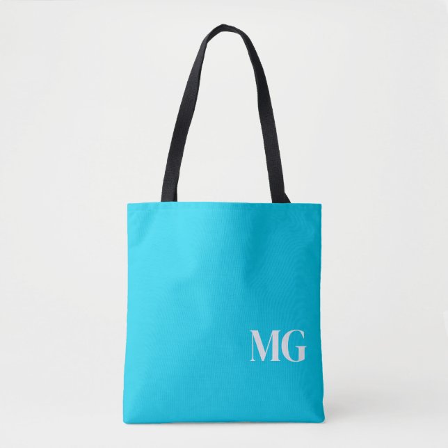Tote Bag Monogramme turquoise (Devant)