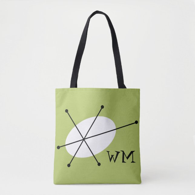 Tote Bag Monogramme vert éblouissant sur fourre-tout (Devant)