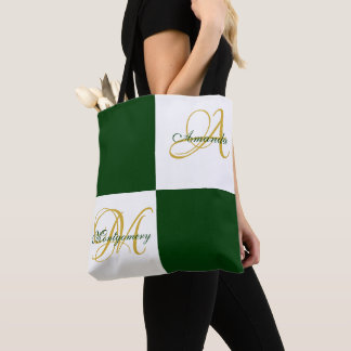 Tote Bag Monogramme vert moderne élégant élégant Fourre-tou