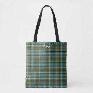 Tote Bag Monogramme vert Tartan Clan Dowling